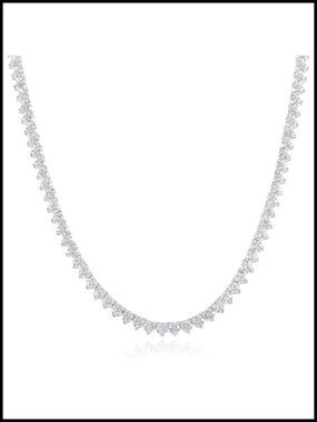 Tennis Necklace 18K White Gold Plated Cubic Zirconia Faux Diamond Chain 16-18 in
